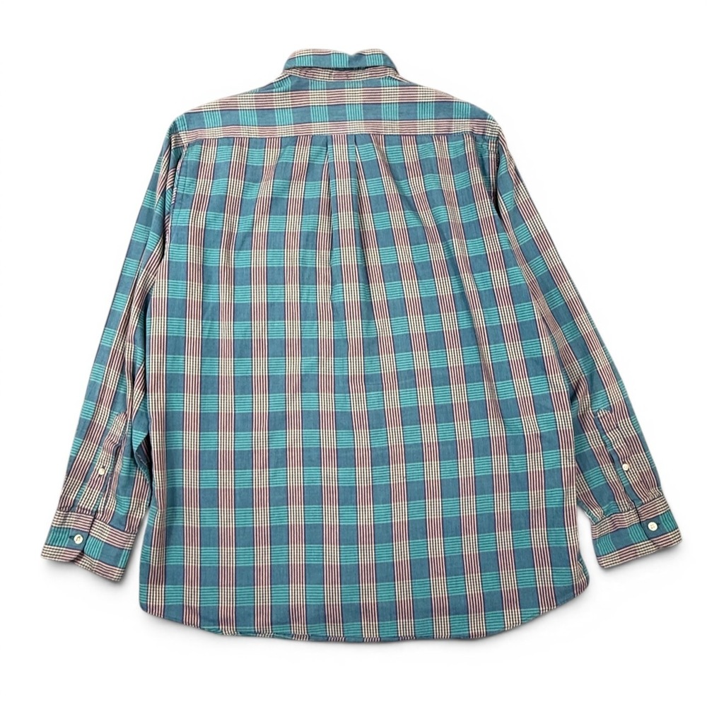 Christian Dior Monsieur Button Up Mens L Teal Plaid Vintage Designer Shirt USA - Picture 3 of 9